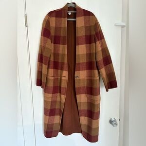 John Elliott Checkered Trench Coat - Brown and Red